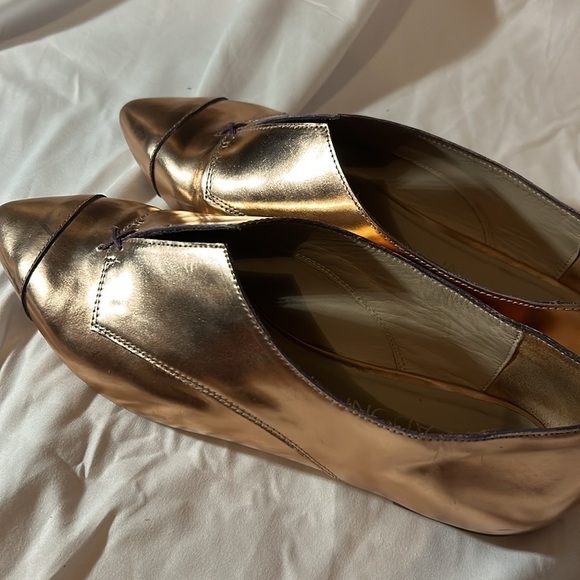 Jay Adoni Vero Cuoio Rose Gold Leather Slip On Pink Pointed Toe Flat W size 7.5 - Picture 9 of 12